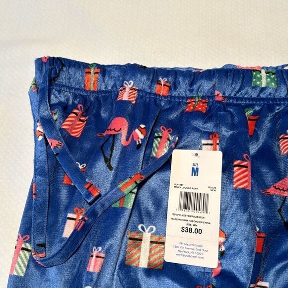 Fleece Pajama Pants Mens Medium Pink Flamingo Christmas - Picture 2 of 2